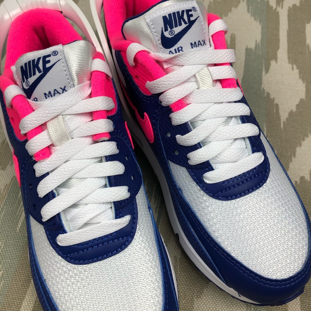 Nike Air Max 90 FlyEase Blue Pink Youth Sneakers - Picture 6 of 12